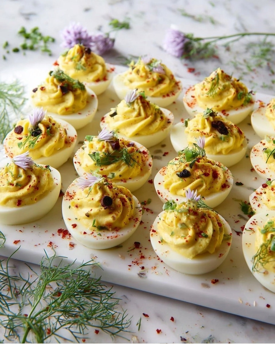 The image shows several halved boiled potatoes placed on a white plate with a subtle rim detail. Each potato half has three visible layers: a pale yellow base of smooth boiled potato, topped with a thick swirl of creamy light yellow mashed potato filling, sprinkled lightly with reddish paprika powder. On top of the mashed potato swirl is a small garnish of bright green dill and chopped chives, adding a fresh touch. The background is a white marbled texture, with soft lighting highlighting the creamy and smooth texture of the dish. photo taken with an iphone --ar 4:5 --v 7