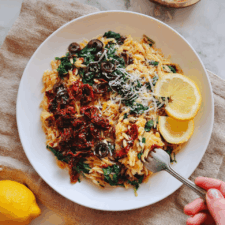 Dump and Bake Vegan Tuscan Orzo Recipe