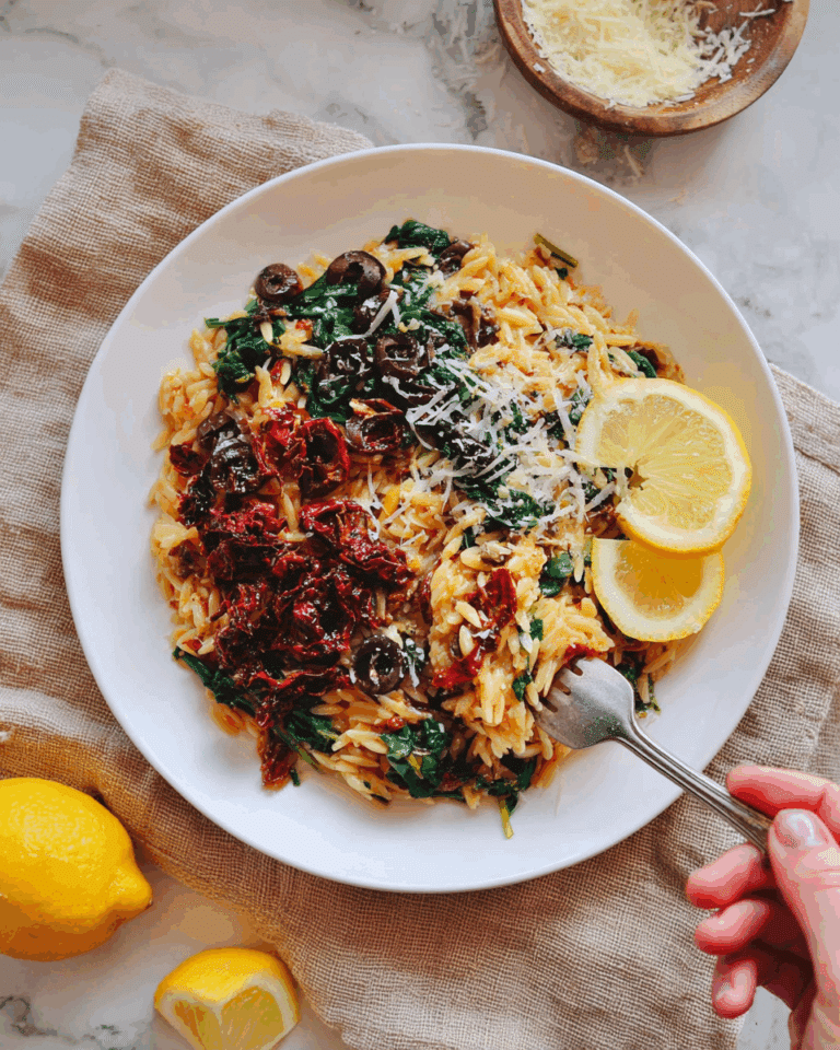 Dump and Bake Vegan Tuscan Orzo Recipe