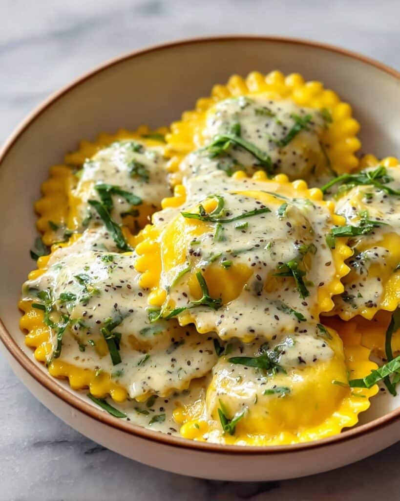 Easy Butternut Squash Ravioli with Maple Cream Sauce Recipe