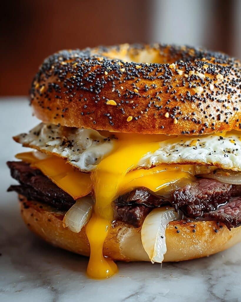 Steak, Egg, and Cheese Bagel Sandwich Recipe