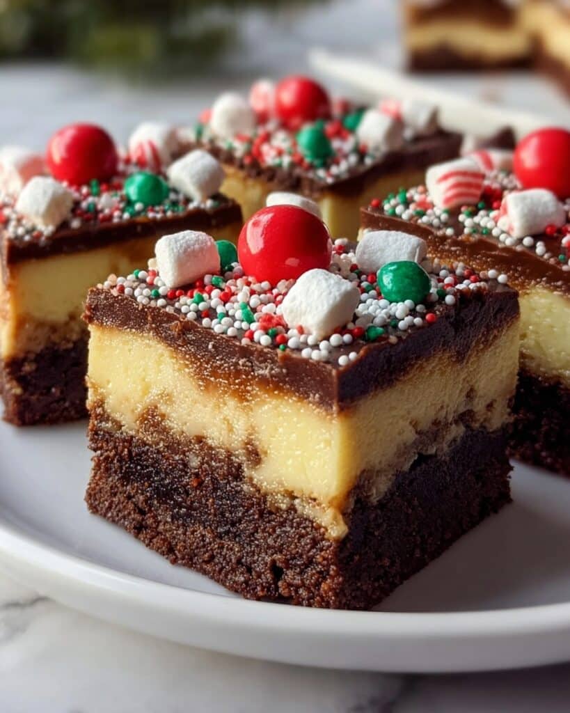 Christmas Brownie Cheesecake Bars Recipe