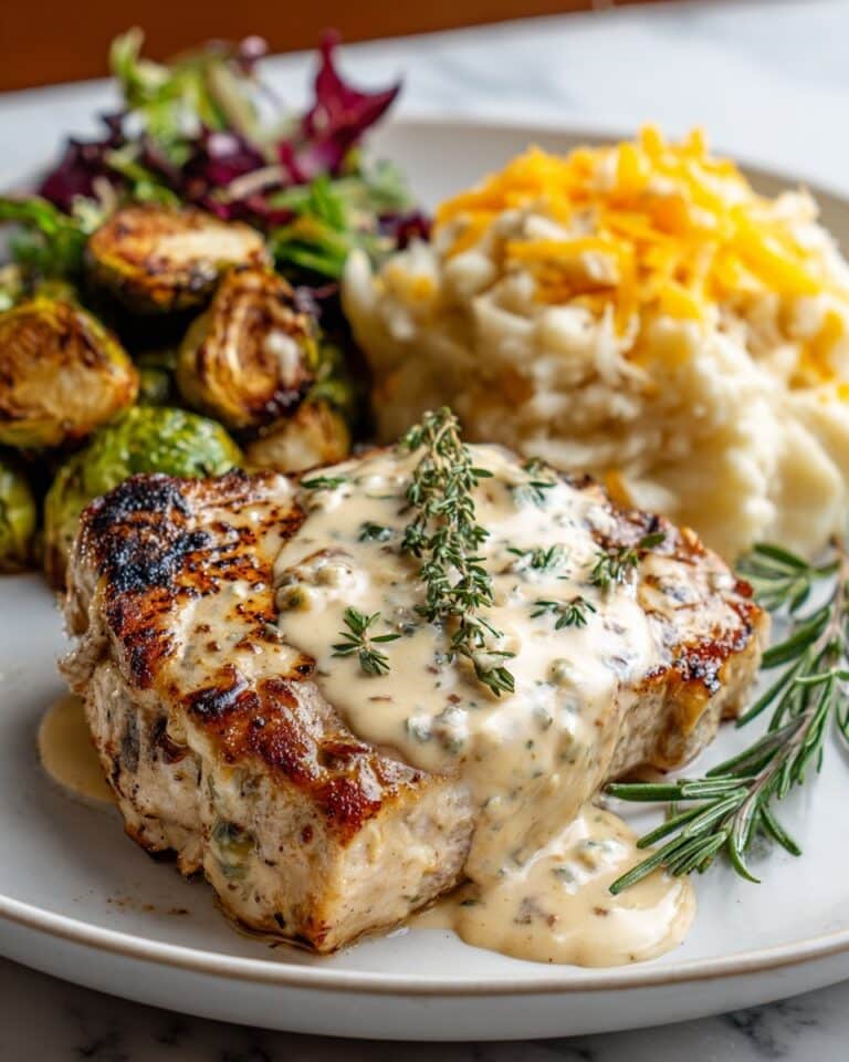Creamy Pork Chops over Cheesy Scalloped Potatoes Recipe