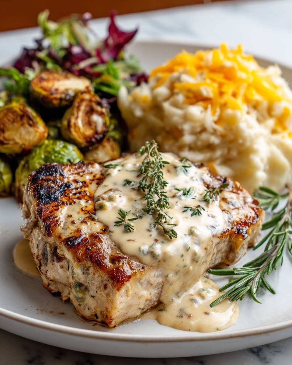 Creamy Pork Chops over Cheesy Scalloped Potatoes Recipe