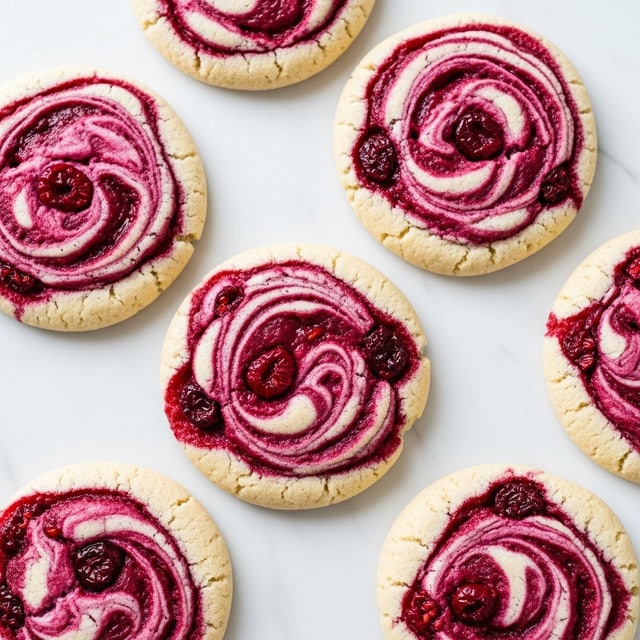 The image shows a group of round cookies on a wooden board with a light tan base and a purple-red swirl on top, looking like mixed berries or jam. Each cookie has a cracked, soft texture on the light tan dough, and the bright purple-red swirl appears glossy and slightly runny, with whole small berries embedded in the swirls. The cookies are arranged closely, covering the wooden board, which has a mix of light and darker wood tones. photo taken with an iphone --ar 4:5 --v 7