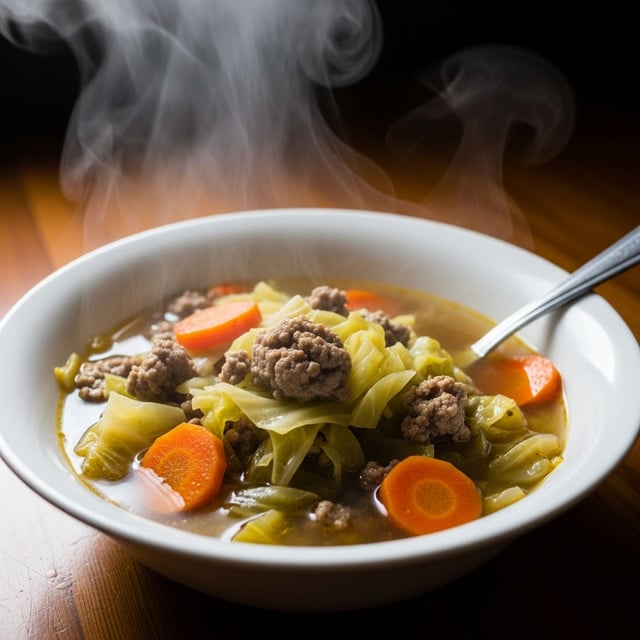 Hearty Mennonite Cabbage Soup with Ground Beef and Vegetables Recipe