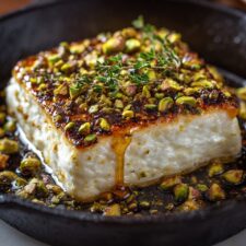 Hot Honey Feta with Pistachios and Thyme Recipe