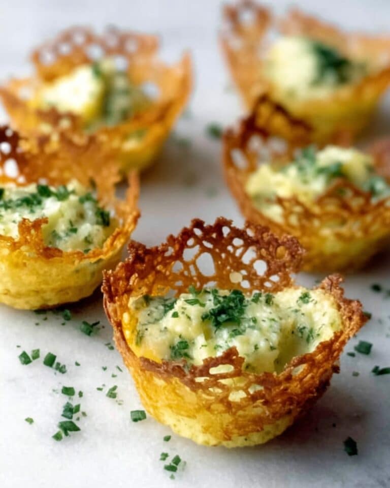 Cheddar Cups with Avocado Feta Mousse Recipe