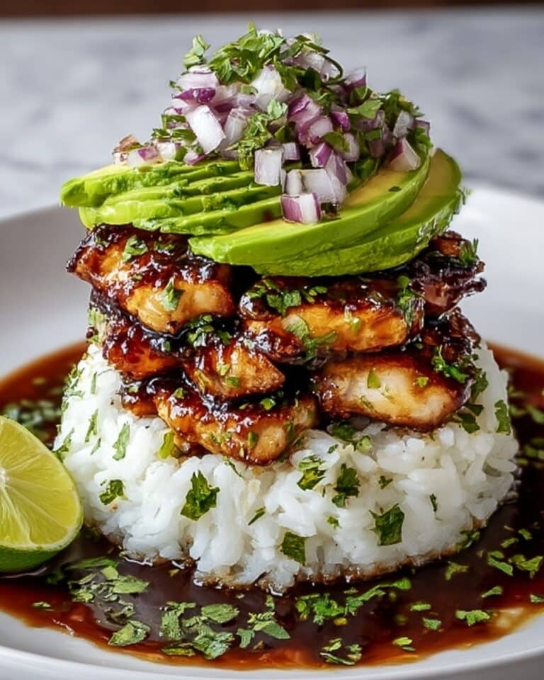 Tangy Honey Lime Chicken & Avocado Rice Stack Recipe