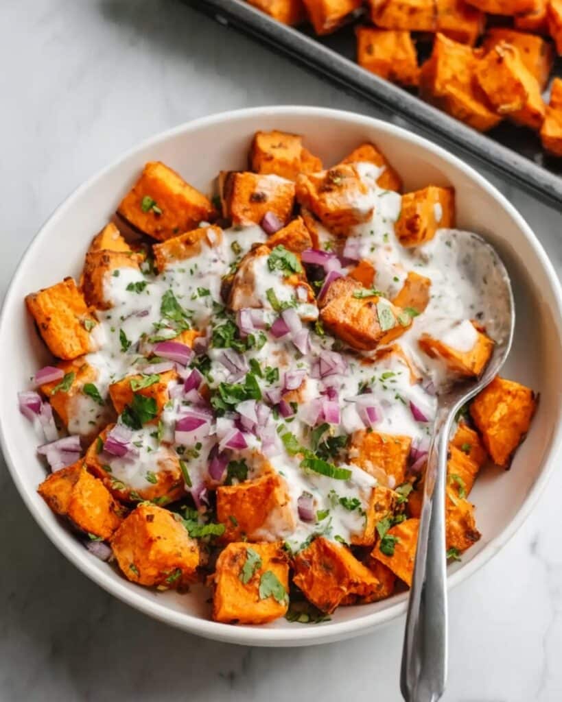 Sheet Pan Buffalo Chicken and Sweet Potato Bowls Recipe