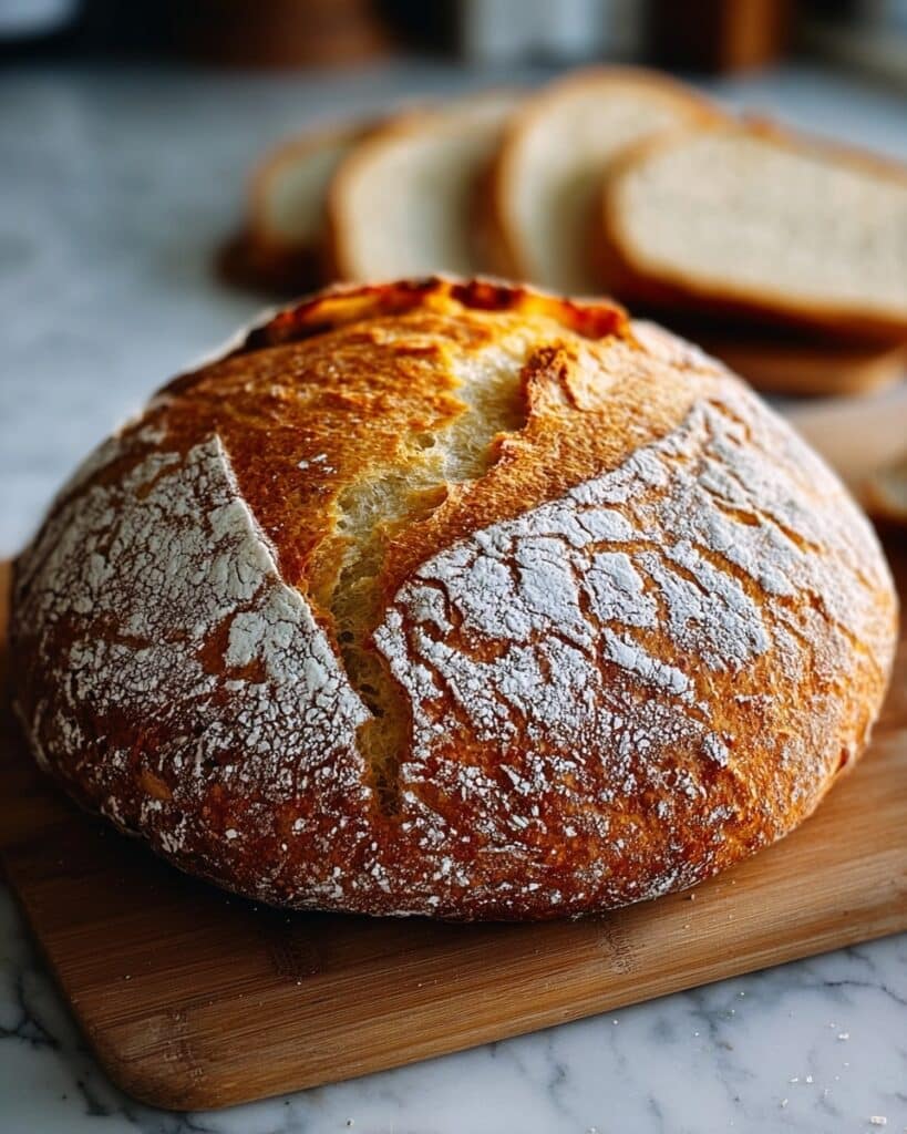 Crusty Golden Sourdough Bread with a Soft Chewy Center Recipe