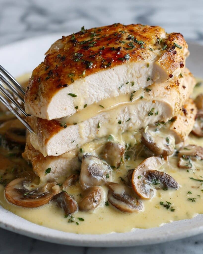 Garlic Butter Mushroom Stuffed Chicken Recipe