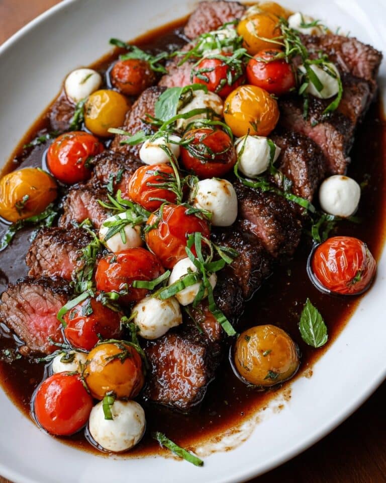 Balsamic-Glazed Steak with Heirloom Tomatoes Recipe