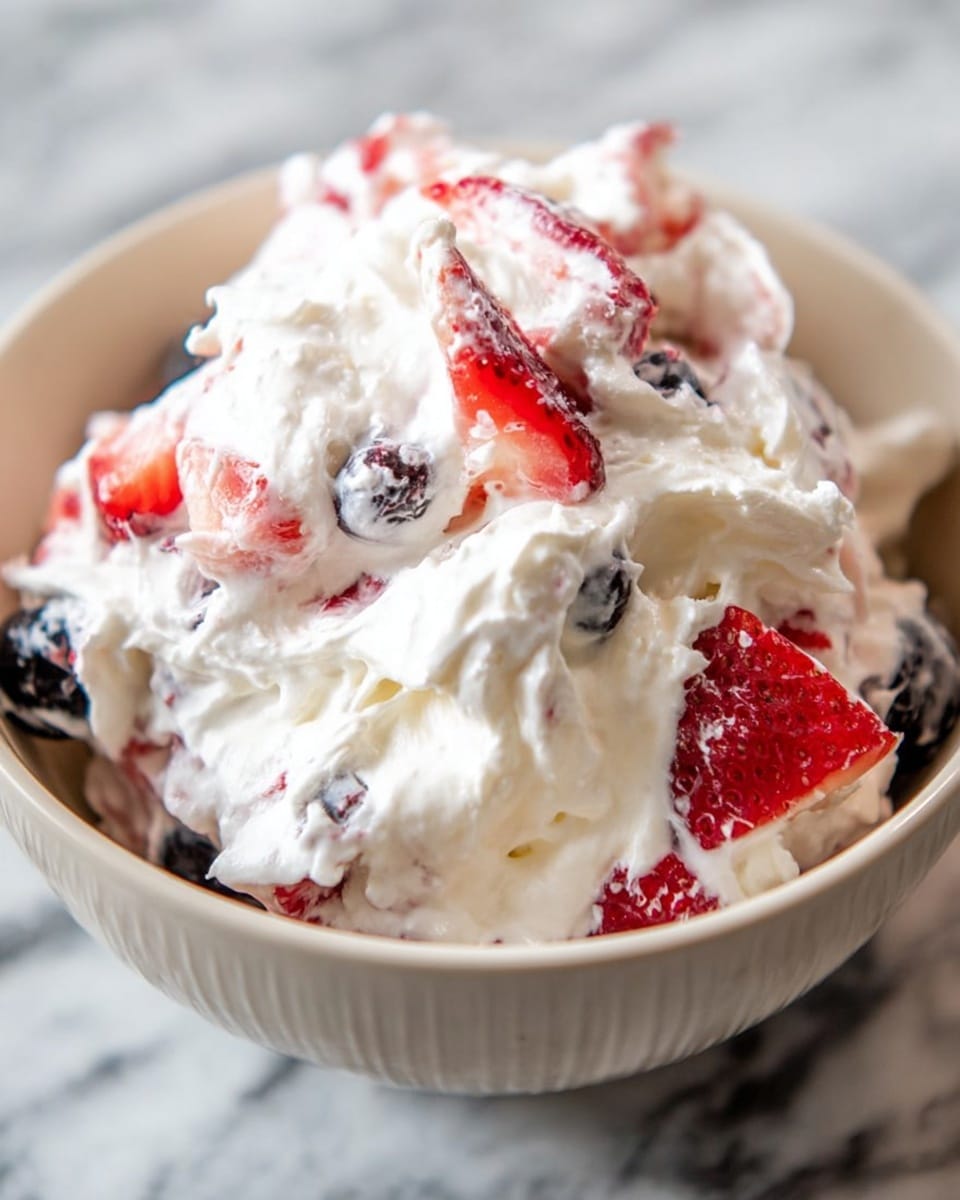 Easy Red White and Blue Cheesecake Salad Recipe