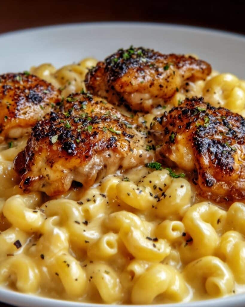 Sweet and Spicy Honey Pepper Chicken with Macaroni and Cheese Recipe
