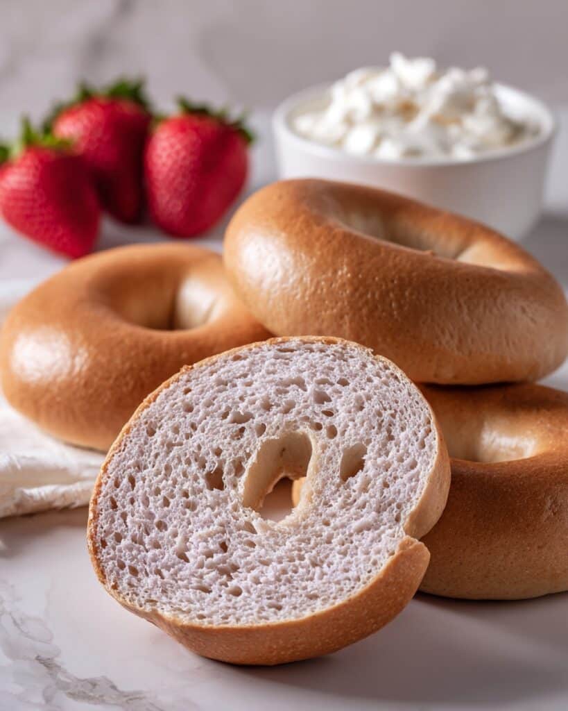 Strawberry Bagels with Cream Cheese and Fresh Strawberry Spread Recipe