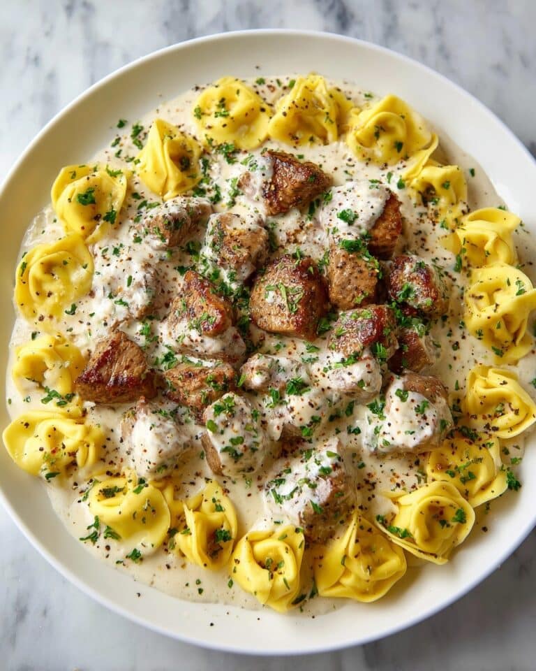 Cracked Garlic Steak Tortellini in Creamhouse Sauce Recipe