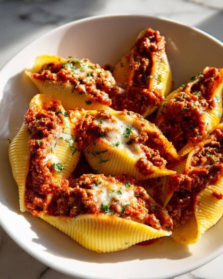 Easy Cheesy Baked Beef Ricotta Stuffed Shells Recipe