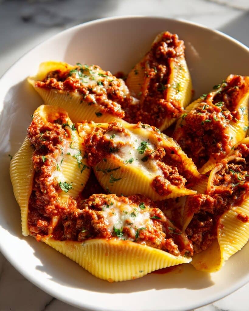 Easy Cheesy Baked Beef Ricotta Stuffed Shells Recipe