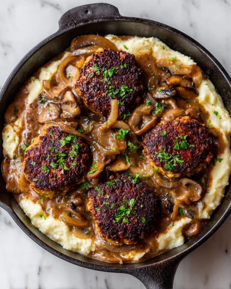 Easy Hamburger Steaks with Onion Mushroom Gravy Recipe