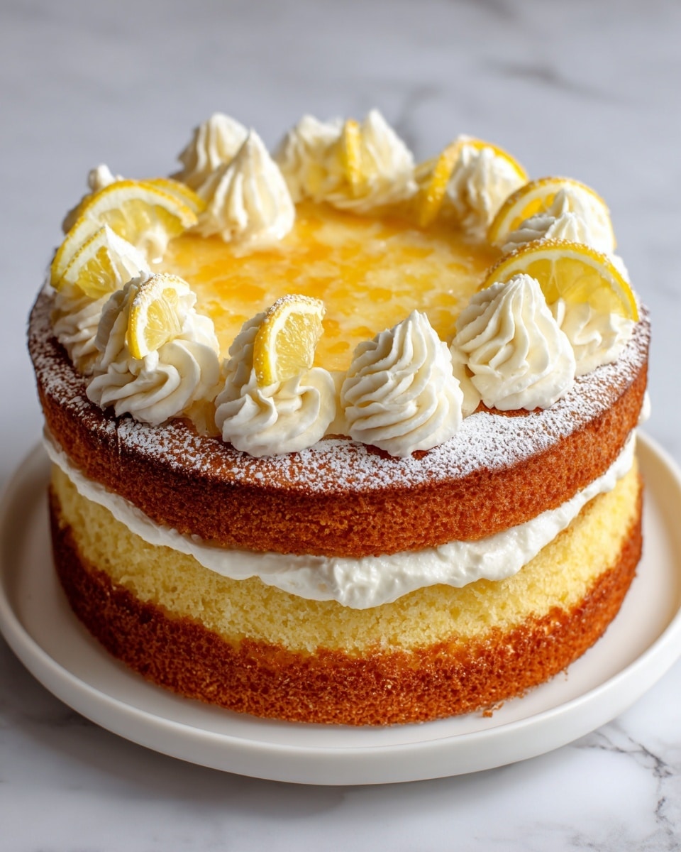 A round upside-down cake with a golden caramelized top layer, arranged in a ring of glossy, tender apple slices with red edges neatly placed in a circular pattern around a hollow center. The cake itself is thick and brown with a slightly rough texture along the edges, sitting on a white plate with a subtle blue floral border. The background shows a white marbled texture surface with scattered red apples and a gray cloth partially visible. photo taken with an iphone --ar 4:5 --v 7