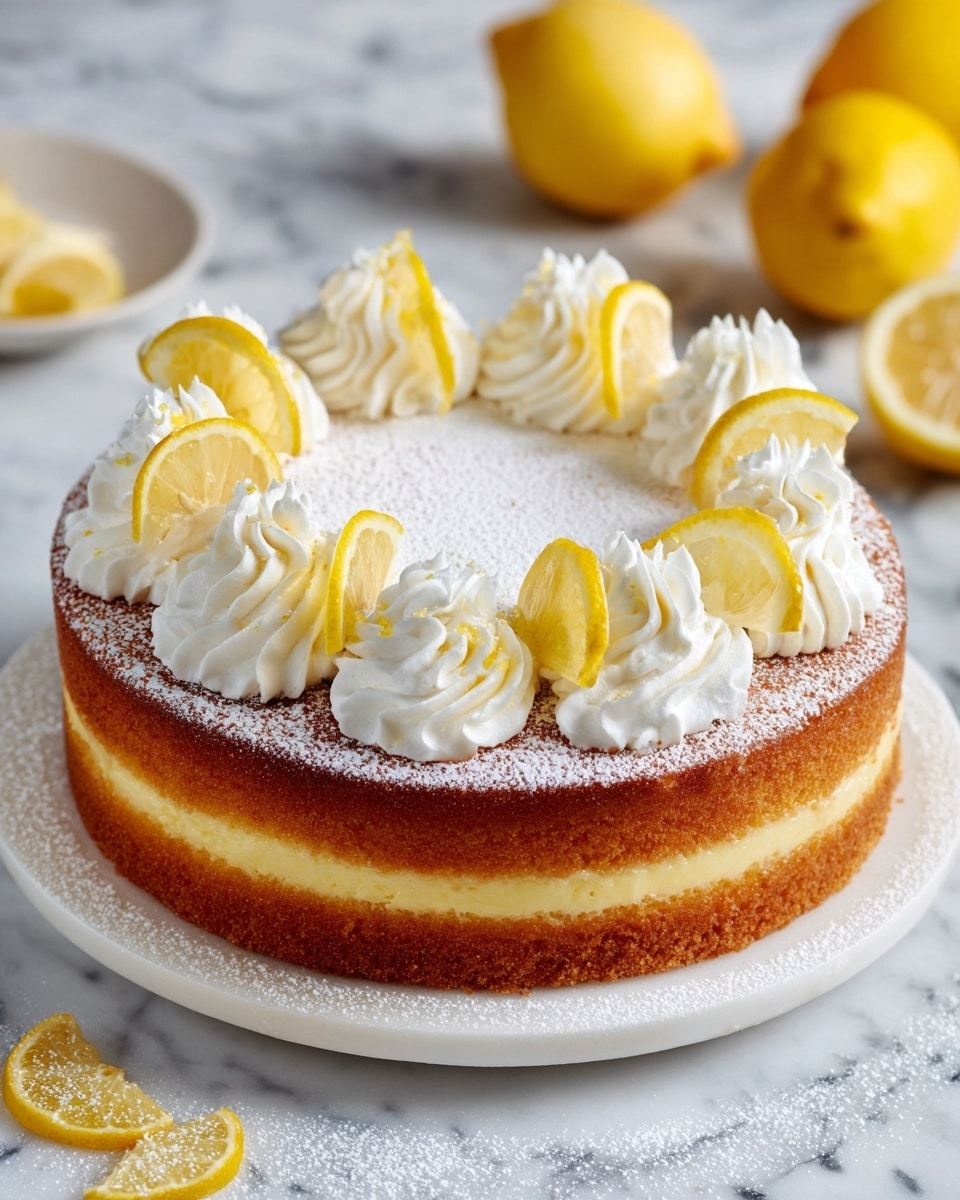 Fluffy Lemon Cake with Whipped Cream and Sweet Surprise Dusting Recipe
