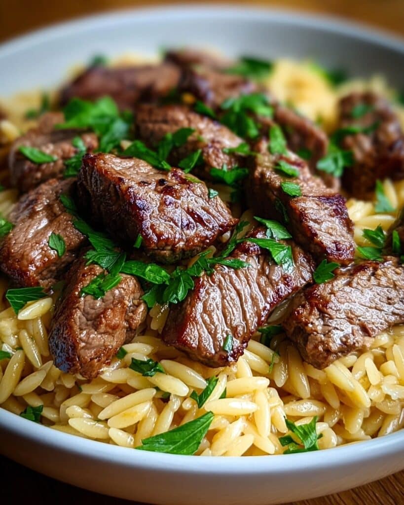 One Pot Creamy Garlic Butter Steak Orzo for Cozy Weeknight Dinners Recipe
