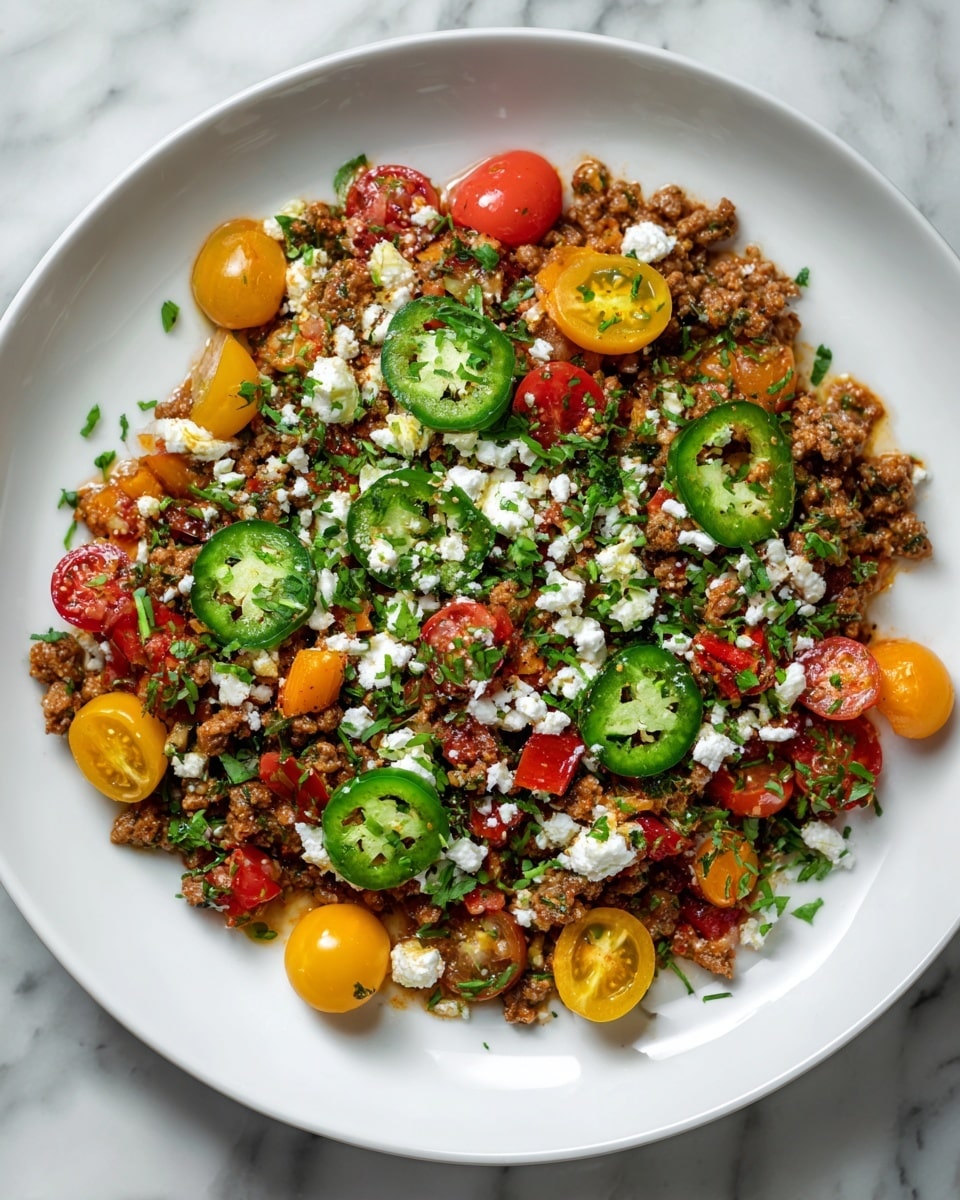 Spicy Jalapeño Popper Mediterranean Ground Beef Stir Fry Recipe