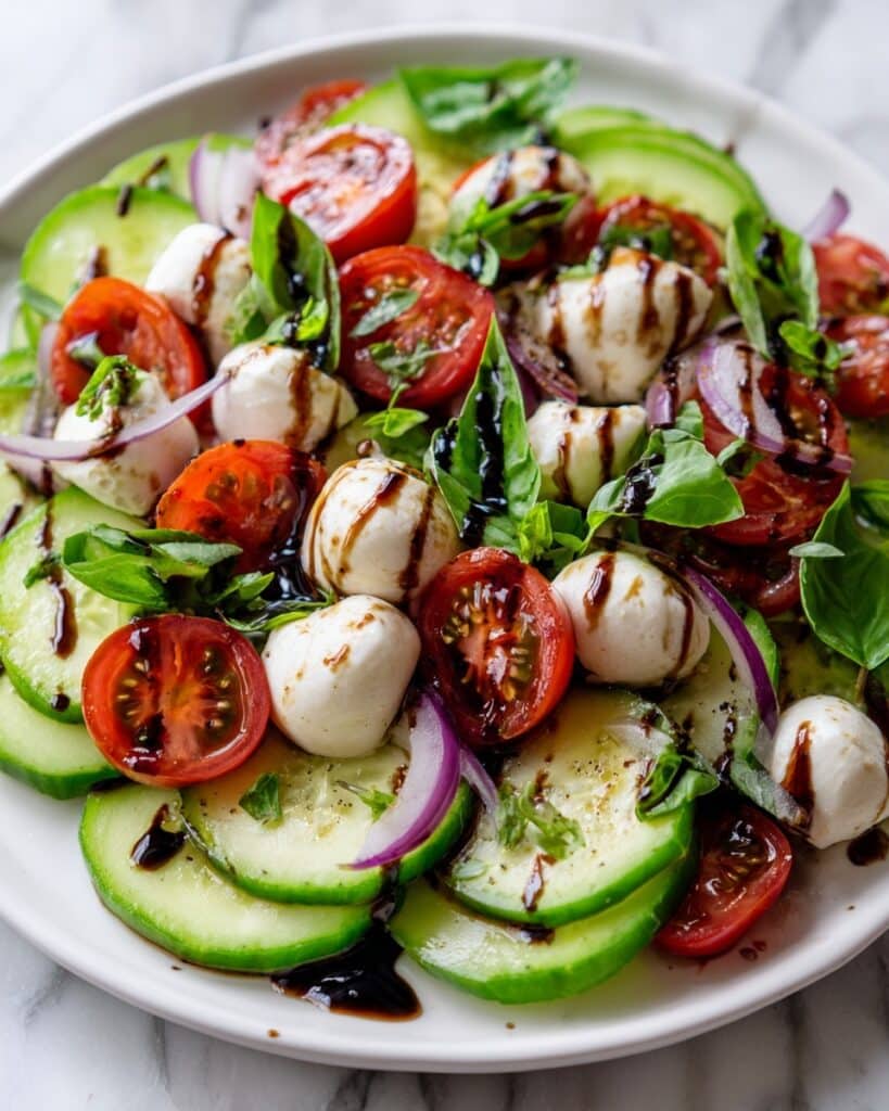 Fresh Cucumber Caprese Salad Recipe