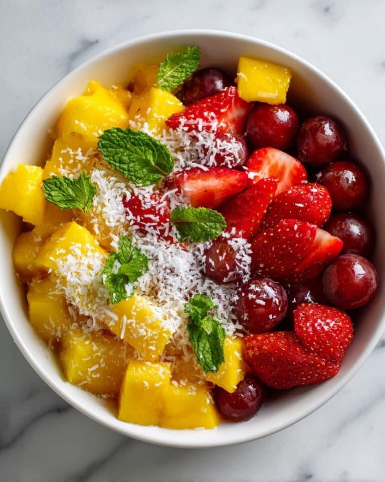 Creamy Mango Fruit Salad with Coconut and Mint Recipe
