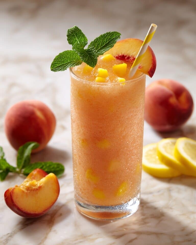 Peach Lemonade Slush with Fresh Peaches Recipe