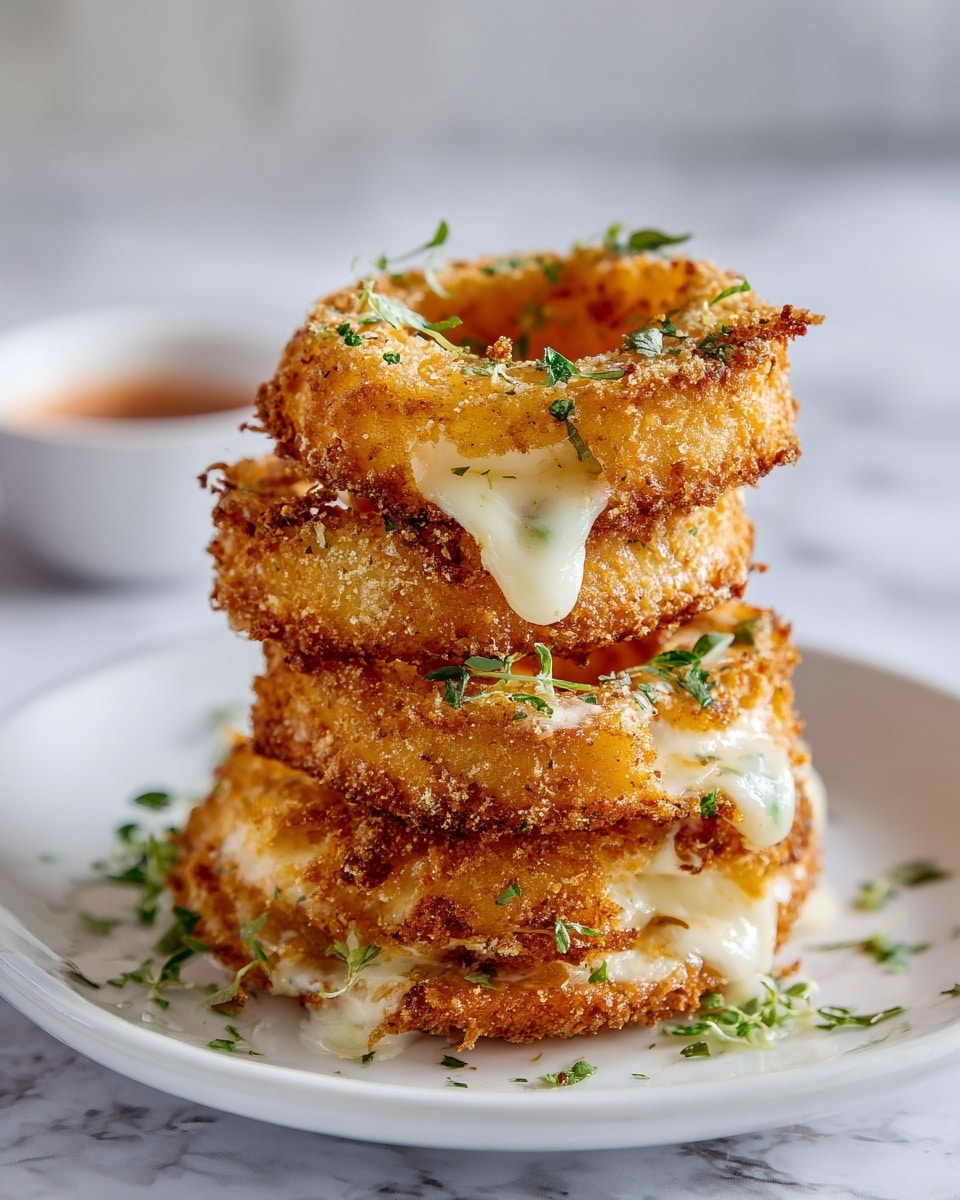 Crispy Cheesy Mozzarella Stuffed Onion Rings Recipe