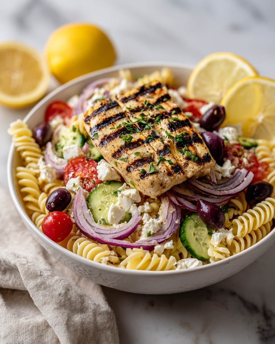 Halibut Greek Pasta Salad Recipe